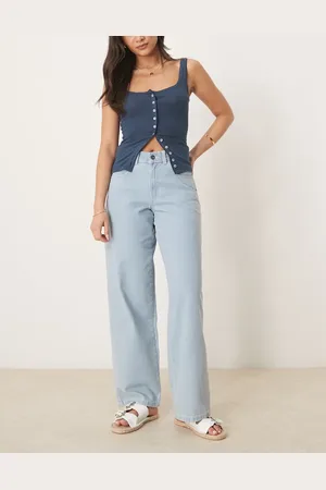 Dickies Herndon - Lyseblå jeans med vide ben og mellemhøj talje i poset pasform