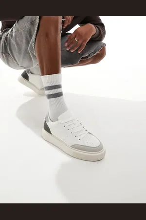 JACK & JONES Hvide sneakers i ruskind og andre materialer med blå detaljer
