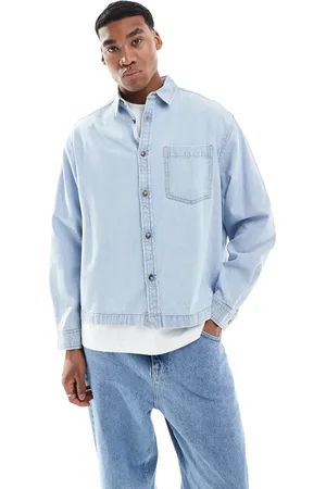 ASOS Oversized, cropped og lyseblå denimskjorte med firkantet pasform