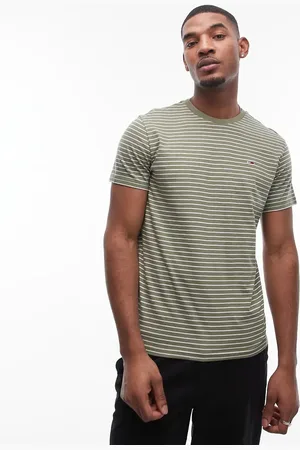 Tommy Hilfiger Smal T-shirt med grønne og råhvide striber
