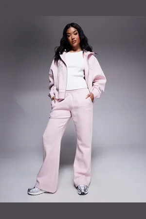Kaiia Pink joggingbukser med vide ben og broderet logo - Del af sæt-Lyserød