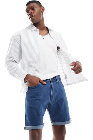 JJ Blå denimshorts med opsmøgede kanter