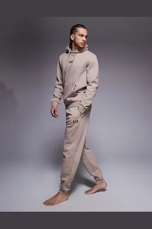 EA7 Armani - - Beige joggingbukser med logo og tætsiddende buksekanter - Del af sæt-Neutral
