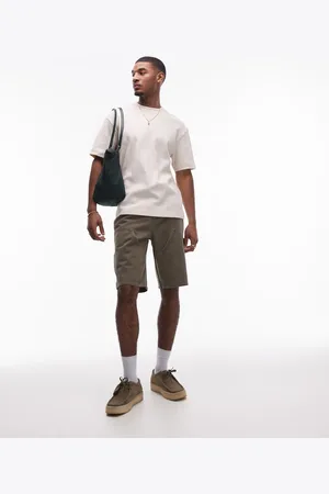 Topman Vasket kakigrønne tømrershorts
