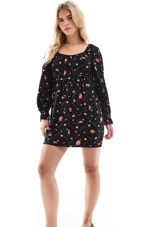 Miss Selfridge Langærmet tea-minikjole med småblomstret print-Multifarvet