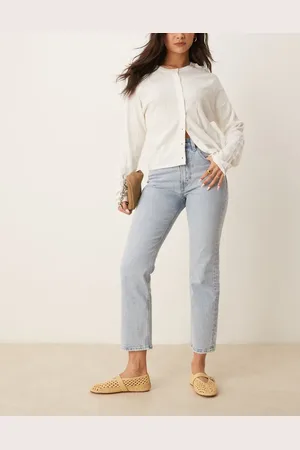 Abercrombie & Fitch Vasket ankellange jeans med mellemhøj talje i lige pasform
