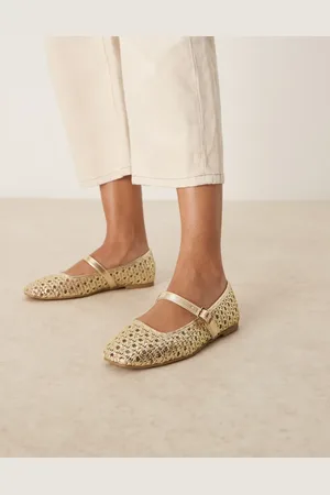 ASOS Lottie - Guldfarvede flettede Mary Jane-ballerinaer