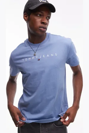 Tommy Hilfiger Blå T-shirt med lineært logo