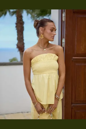 South Beach X Misha Grimes - bandeau-strandtop med flæser - Del af sæt