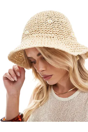 Accessorize Daisy - Udsmykket bøllehat i strå-Neutral