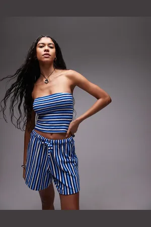 Topshop Bandeau-top med striber i frotté