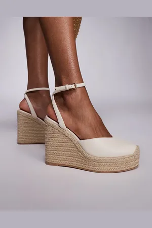 River Island Cremehvide espadriller med kilehæl