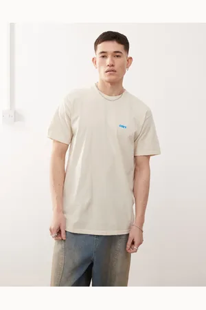 Obey Cremehvid T-shirt med grafisk ikonlogo på ryggen
