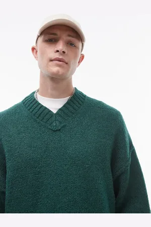 Topman Oversized trøje med V-hals i med synlige sømme-Ingen farve