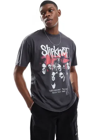 Cotton On Cotton On - Premium - Grå løstsiddende T-shirt med Slipknot-print