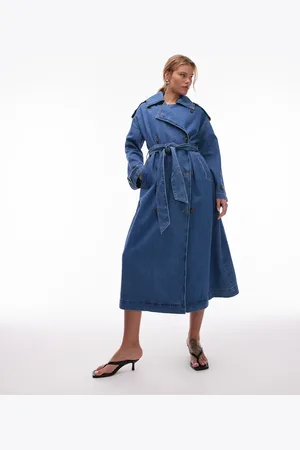 Topshop Mellemblå trenchcoat i denim