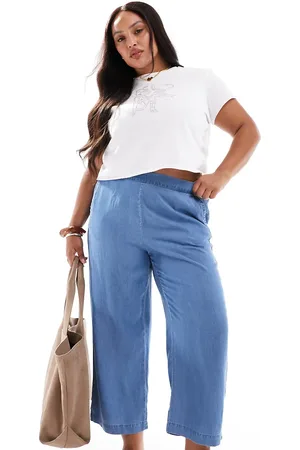 VERO MODA Mellemblå cropped bukser i chambray