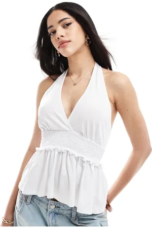 ASOS Top med halterneck, peplum-kant og rynker