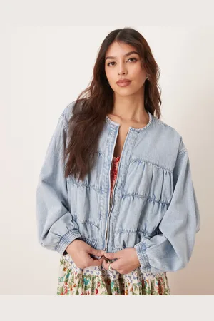 Free People Layla - Blå afslappet denimjakke