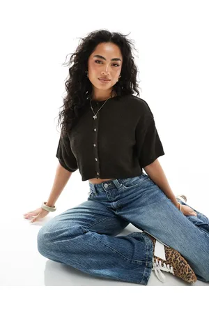 ASOS Strikket kortærmet cardigan i chokoladebrun