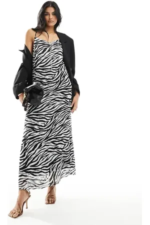 Object Slim maxi slip-kjole i zebraprint-Multifarvet