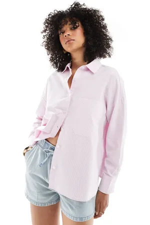 Pull&Bear Oversized skjorte i pastel- med striber