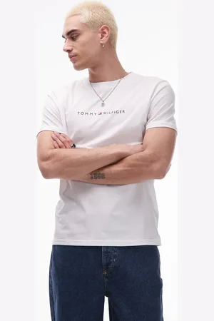 Tommy Hilfiger Hvid T-shirt med lineært logo