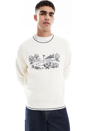 Hollister Beige strikket trøje med logo i firkantet pasform-Grå