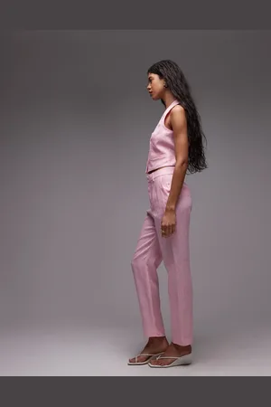 MANGO Pink skræddersyede bukser i hør - Del af sæt