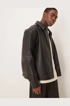 ASOS Premium - Oversized Harrington-jakke i imiteret læder