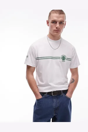 Lacoste T-shirt med tennislogo og stribe