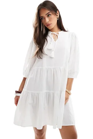 VERO MODA Hvid smock-minikjole