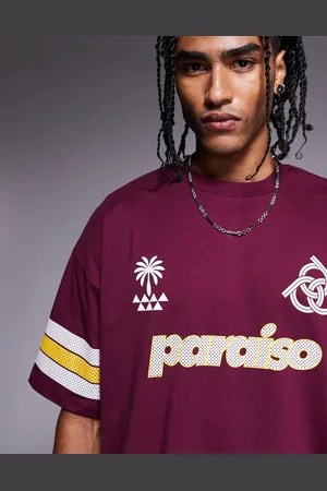 ASOS Bordeaux oversized T-shirt med paneler og sportsgrafik-Rød