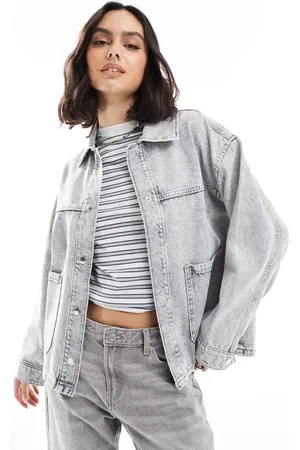 Stradivarius Grå og oversized overskjorte i denim