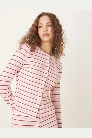 ASOS Pink cardigan med lange ærmer og striber - Del af sæt