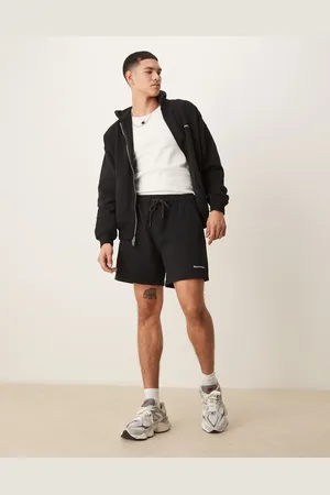 Abercrombie & Fitch Sorte fleece-shorts med logo og løbesnor - Del af sæt