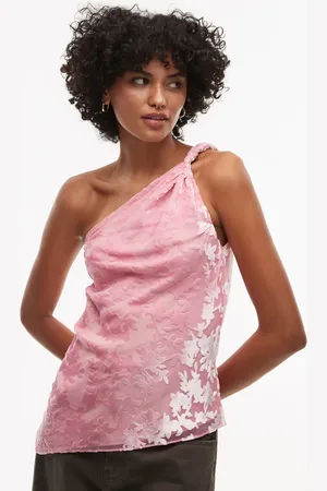 Topshop Oneshoulder-top med snoning og burnout-mønster i velour