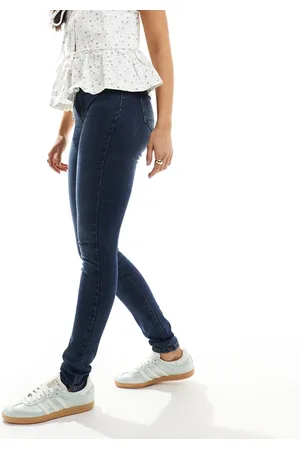 Noisy May Callie - Højtaljede skinny-jeans i mørkeblå vask-Marineblå