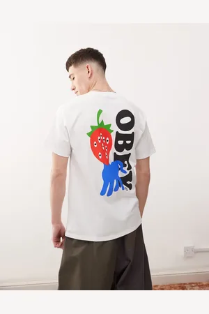 Obey T-shirt med grafisk jordbær- og logoprint på ryggen