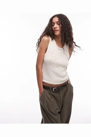 MANGO Ecrufarvet hæklet top-Neutral