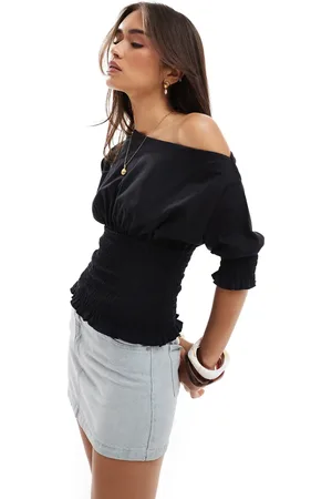 ASOS Offshoulder-top med rynker-Multifarvet
