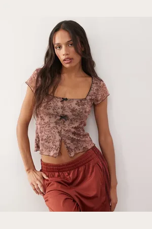 Reclaimed Mesh-top med firkantet hals og paisley-print