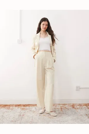 Miss Selfridge Essentials - Lysegule bukser med brede ben-Neutral