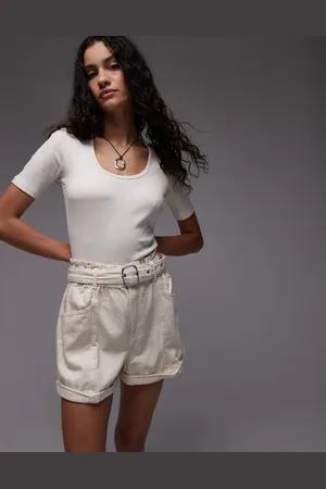 MANGO Mom-shorts med bælte-Neutral