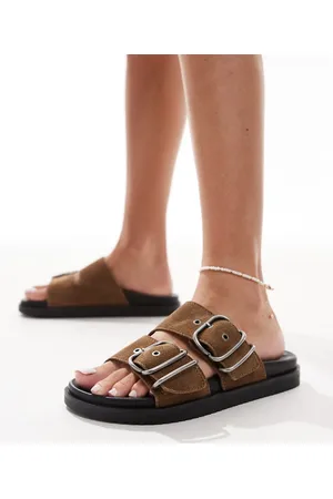 Pull&Bear Brune sandaler med dobbelte remme med spænder