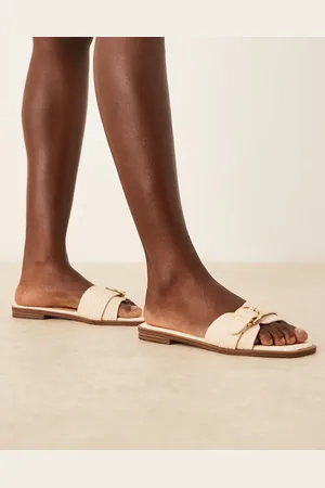 Raid Nikola - Naturfarvede flade sandaler med spænde i raffia-Neutral