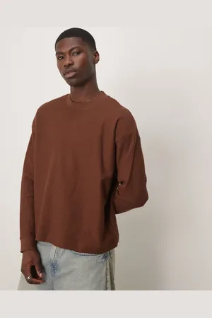 ASOS Premium - Brun oversized overdel med lange ærmer og tekstur i kraftigt stof i firkantet pasform