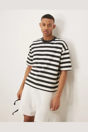 ASOS Oversized T-shirt i kraftigt 220 gsm-stof med firkantet pasform og sorte/hvide striber