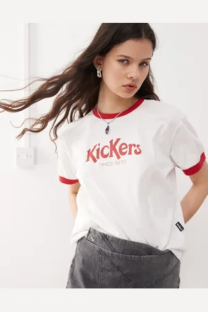 Kickers Og cropped ringer-t-shirt med rødt -logo