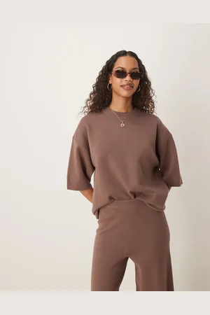 ASOS Mokkabrun T-shirt i struktureret strik